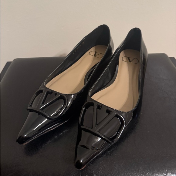 Valentino Black Patent Leather Flats - Picture 1 of 6